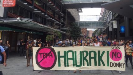   La marcha contra el TPP en las calles de Auckland 