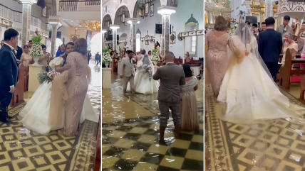  Pareja se casa en iglesia completamente inundada  