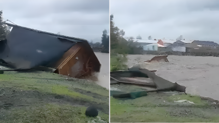   Desborde del río Chillán arrastró dos viviendas 